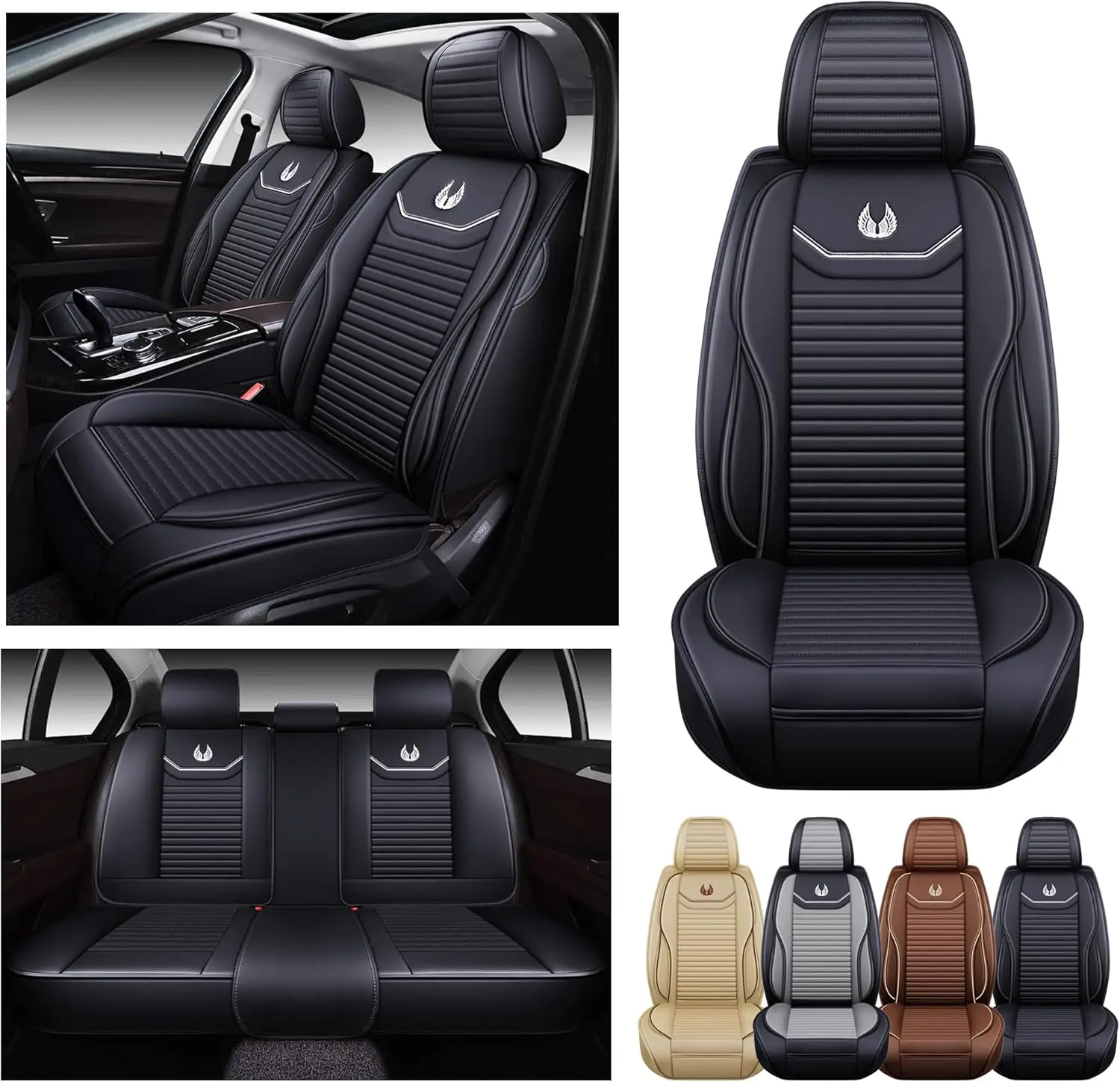 

Car Seat Covers Premium Waterproof Faux Leather Cushion Universal Accessories Fit SUV Truck Sedan Automotive Vehicle Auto Interi