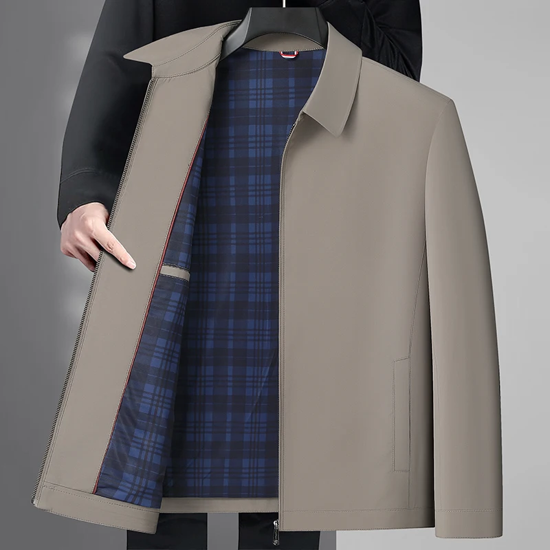 

Men's Classic Executive Jacket Refined Business Casual Style Basic Coat Effortless Authority & Versatility Outerwear Khaki Blue
