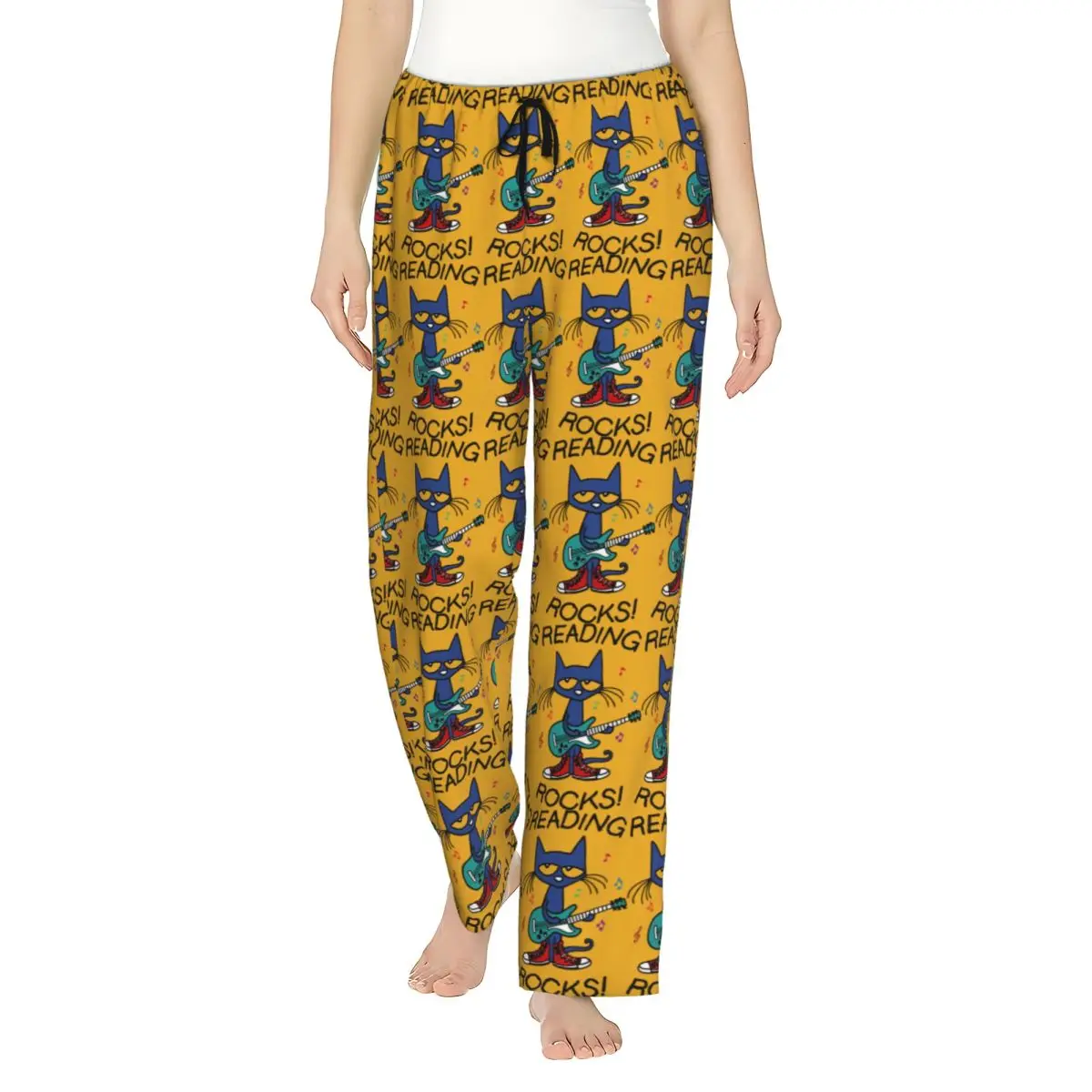 Ladies Pajama Pants Pete The Cat Cartoon Lounge Pants Comfy Pj Bottoms