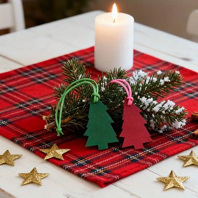 PU Leather Christmas Tree Shaped Pendant, Simple Christmas Hanging Ornament, Xmas Tree Decor for Home Holiday Party Decoration