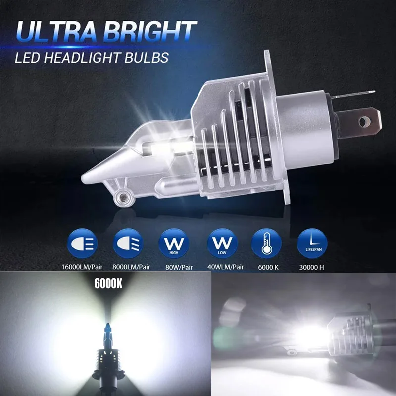 H4 9003 HB2 Led Hea…