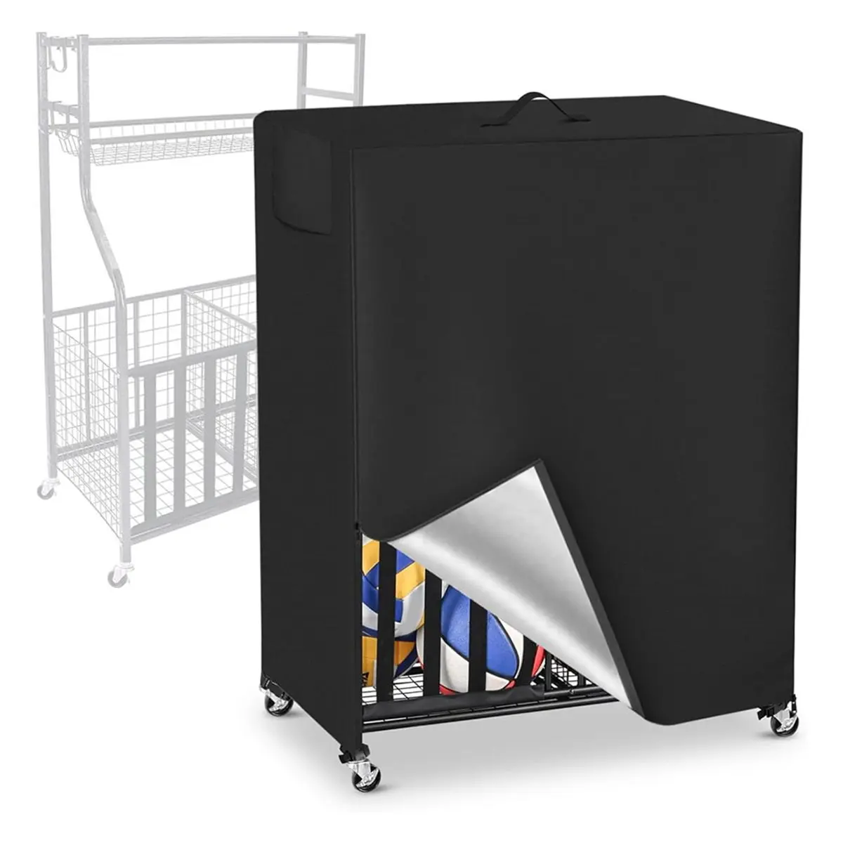 

Basketball Rack Cover Garage Sports Equipment Organizer Cover for Ball Storage Rack Waterproof & Dustproof Bag