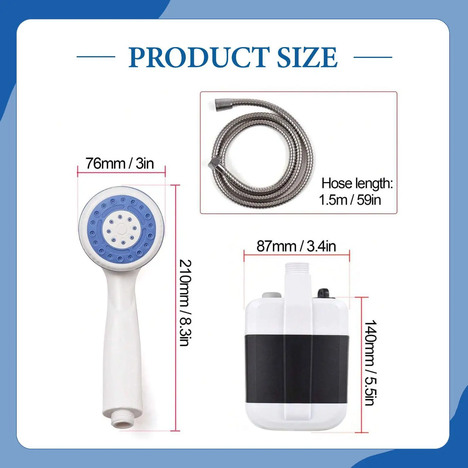 دش محمول للتخييم طقم دش خارجي للسفر والمشي لمسافات طويلة والبستنة