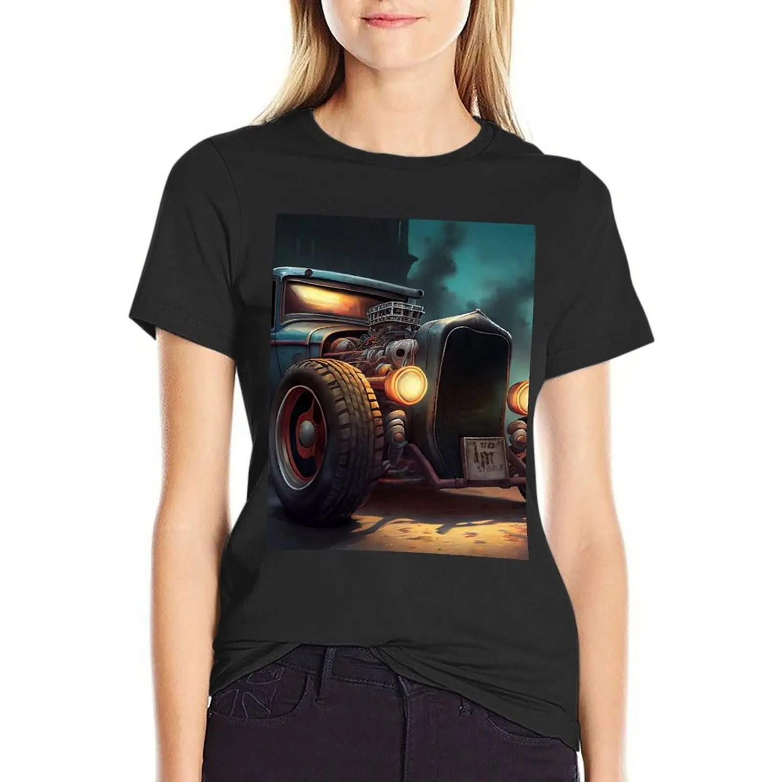 

Rat Rod Car T-Shirt vintage clothes tees cute tops Blouse t shirts for Women loose fit
