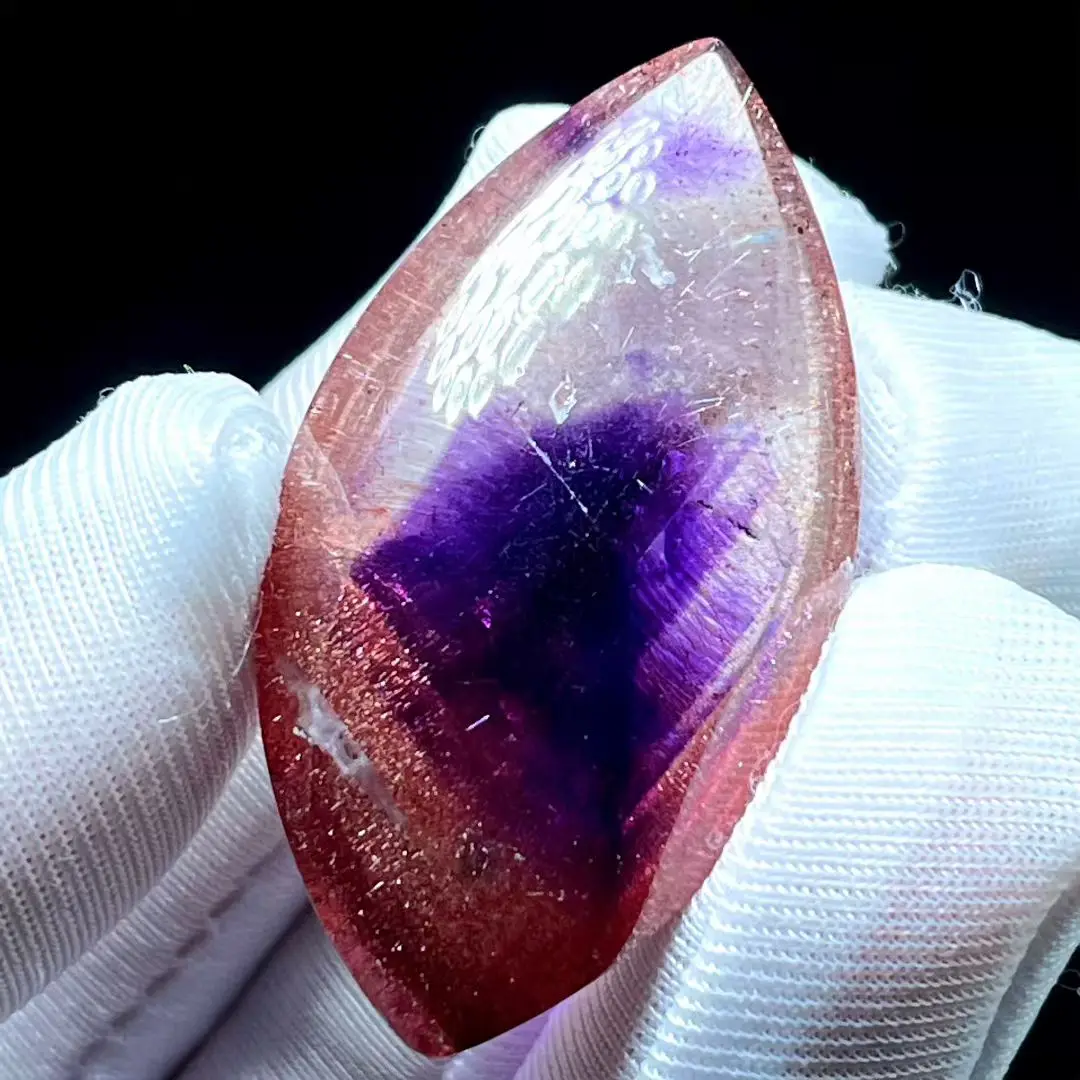 

Natural Red Super Seven 7 Rutilated Quartz Pendant 40*22*11mm Water Drop Necklace Crystal Genuine AAAAA