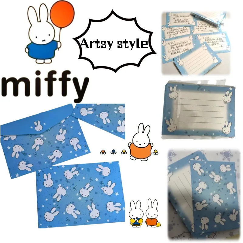 

Новые креативные конверты и бумага для писем Miffy: мультяшные, для рукописных посланий, пожеланий и памятных подарков студентам, чтобы подарить друзьям