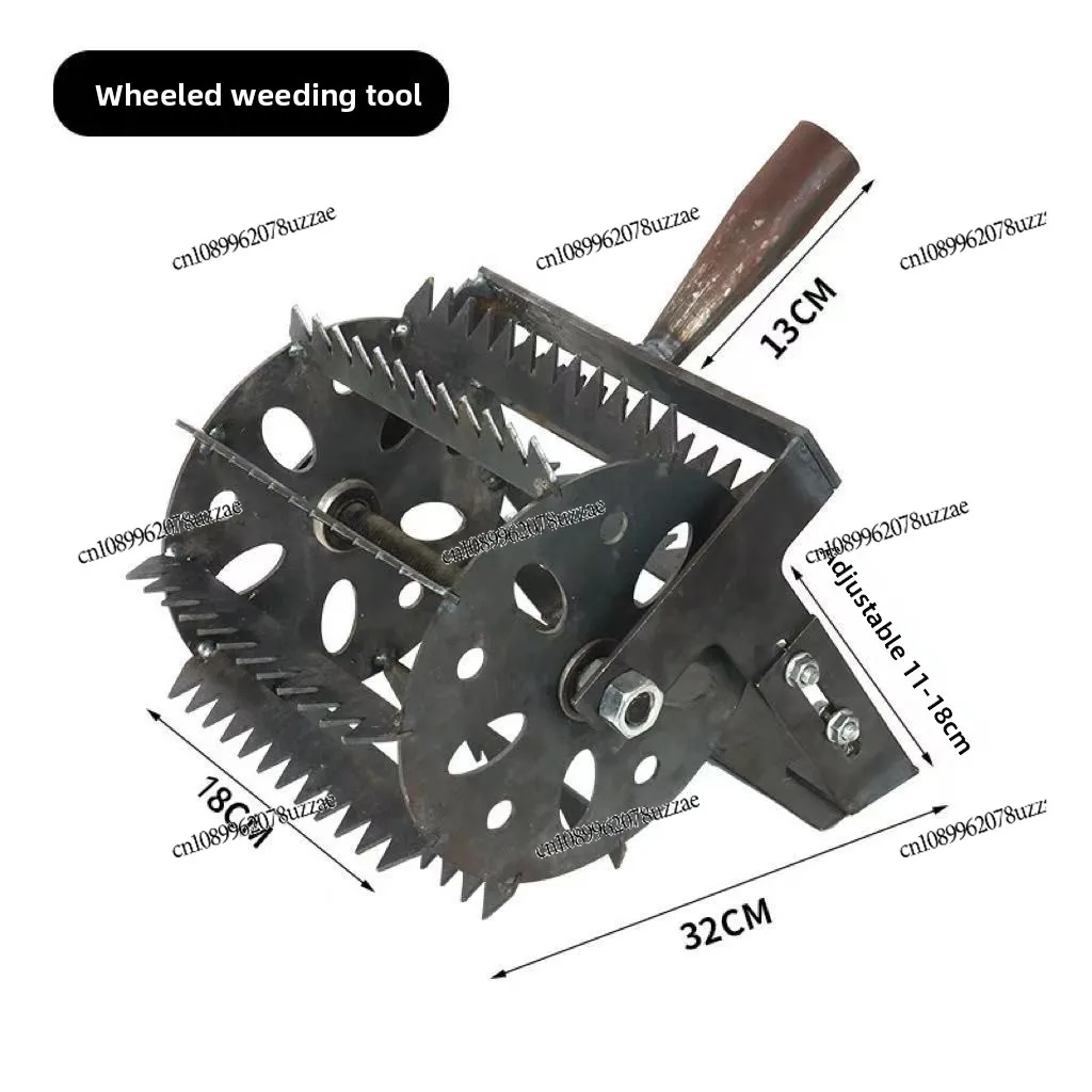 Handheld Wheel Weeder, Hand Push Wheel Hoe, Manganese Steel Weeding Artifact, Serrated Wheel Widening Weeder