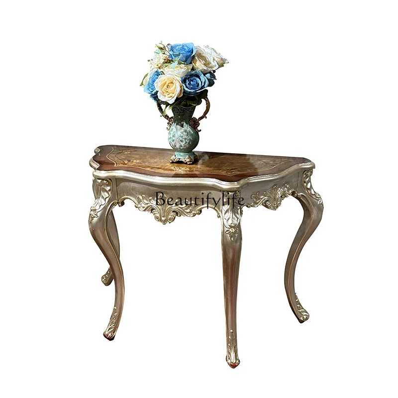 

yj21 -French solid wood entrance table, European luxury carved decorative table