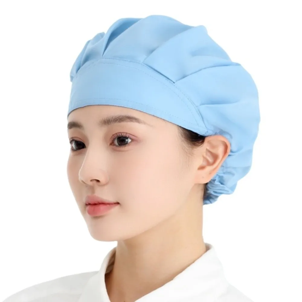 Work Wear Oil Fume Proof Catering Cap Hygienic Dustproof Flat Top Kitchen Work Hat Adjustable Cotton Chef Cap Food Service