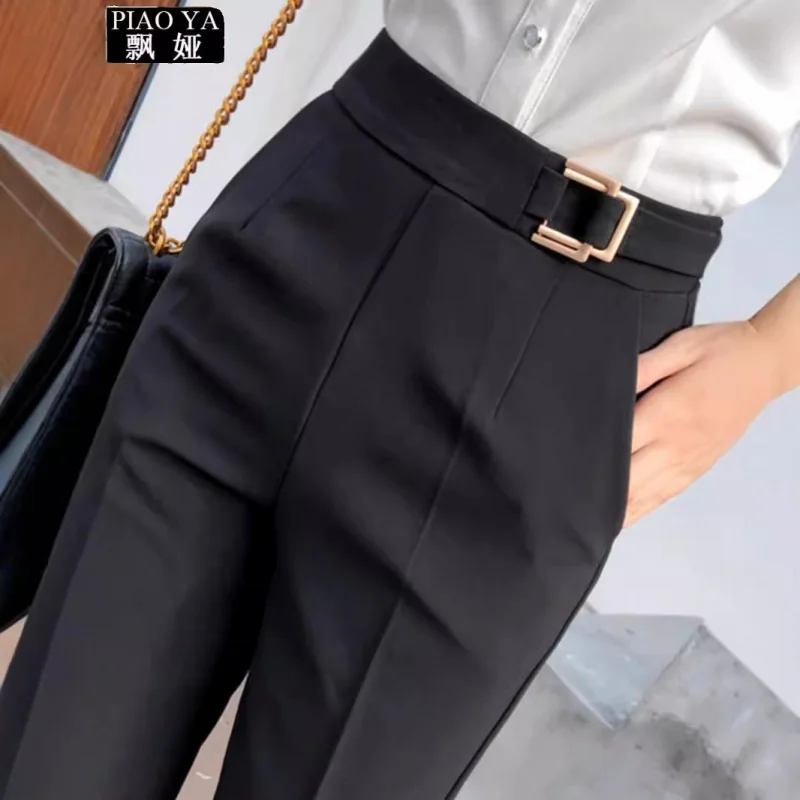 

Women's Harem Suit Pants for Spring, Summer, and Autumn, New High-Waisted Professional Cropped Pants for Petite Women, Commuting