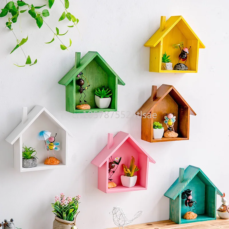 

Colored Little House Bedroom Room Door Wall Storage Shelf