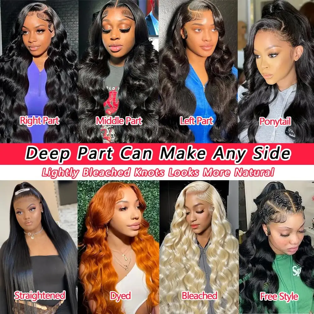 30 40Inch body wave human hair wigs 13x6 Lace Front Human Hair Wig 100% Real Human Hair 13x4 HD Lace Frontal Wig 250 Density image 4