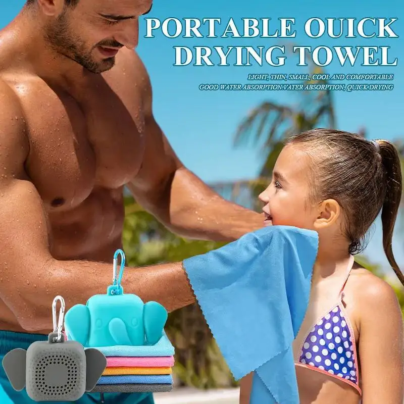 

Portable Silicone Quick-Dry Microfiber Travel Towel,Ultra Soft Camping Towels,Sports Backpack Accessories For Swimming Beach