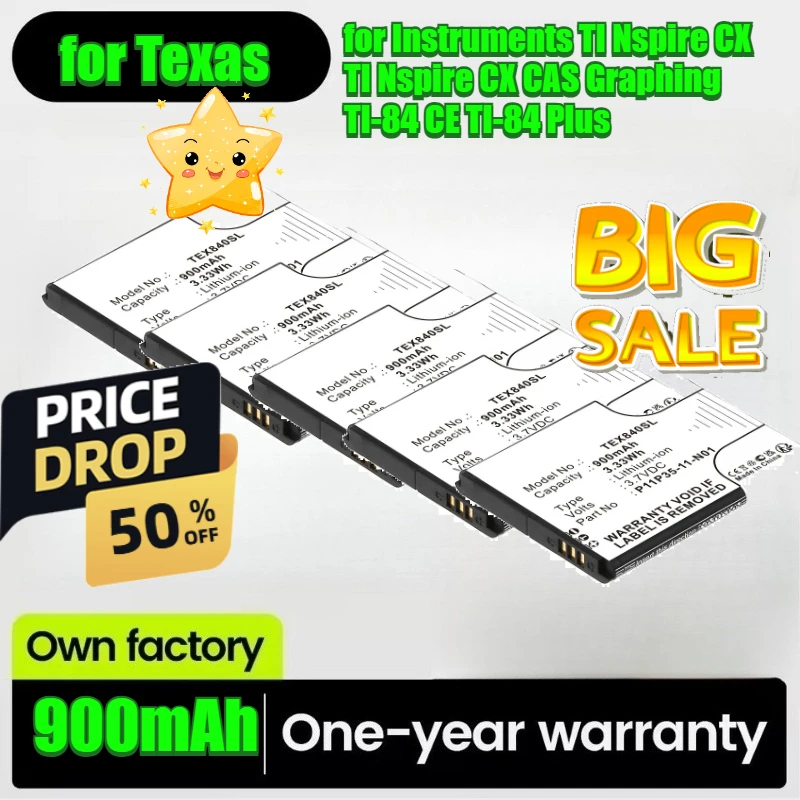 

Calculator Battery P11P35-11-N01 for Texas Instruments TI Nspire CX TI Nspire CX CAS Graphing TI-84 CE TI-84 Plus CE 3.7V/900mAh