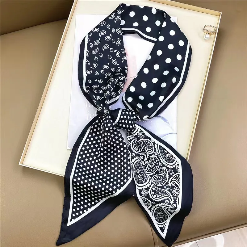 Luxury Zebra Print Silk Square Scarf Women Soft Satin Kerchief Hairband Neckerchief Head Hijab Lady Headband Foulard Bag Ribbon view 4