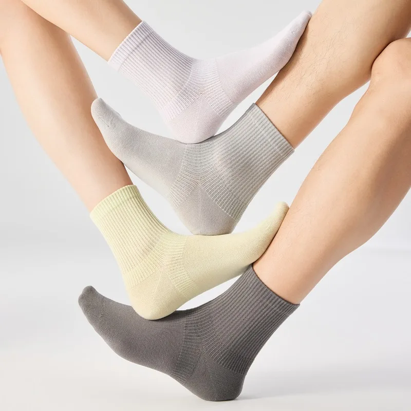 1 par de meias de algodão femininas meias de comprimento médio primavera e verão cor sólida ângulo fino meias de ângulo reto de alta qualidade atacado