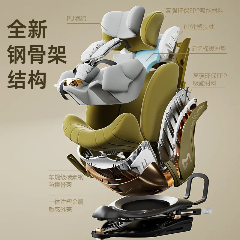 Full seat i-size certification for 0-12 year old newborn children 360 degree rotating safety seat for car use