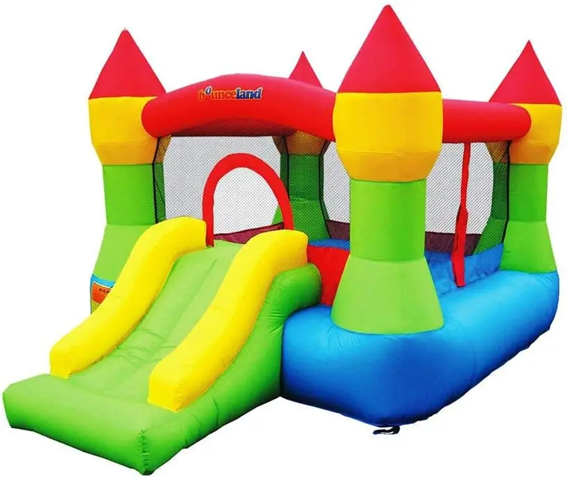 Bounce House Castle with Basketball Hoop Inflatable Bouncer, Fun Slide, Safe Entrance Opening, UL Certified Strong Blower Includ