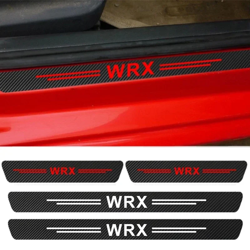 4 قطعة عتبة باب السيارة حامي دواسة لوحة بالية ألياف الكربون ملصقات لسوبارو WRX امبريزا فورستر ليجاسي تريبيكا اكسسوارات #2