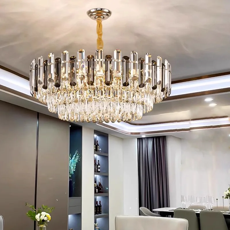 

modern luxury gold Crystal chandelier round ceiling light，for home decoration in bedroom and living room Pendant light lustre