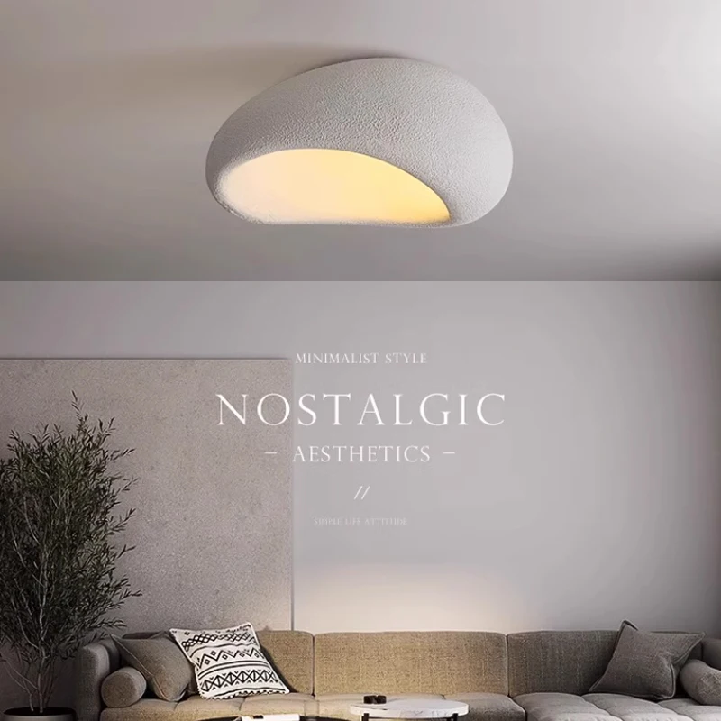 Nordic Wabi Sabi LED Ceiling Light Modern Bedroom Lamp Cream Style Chandeliers Designer Creative Home Decor Room Lustre  Fixture