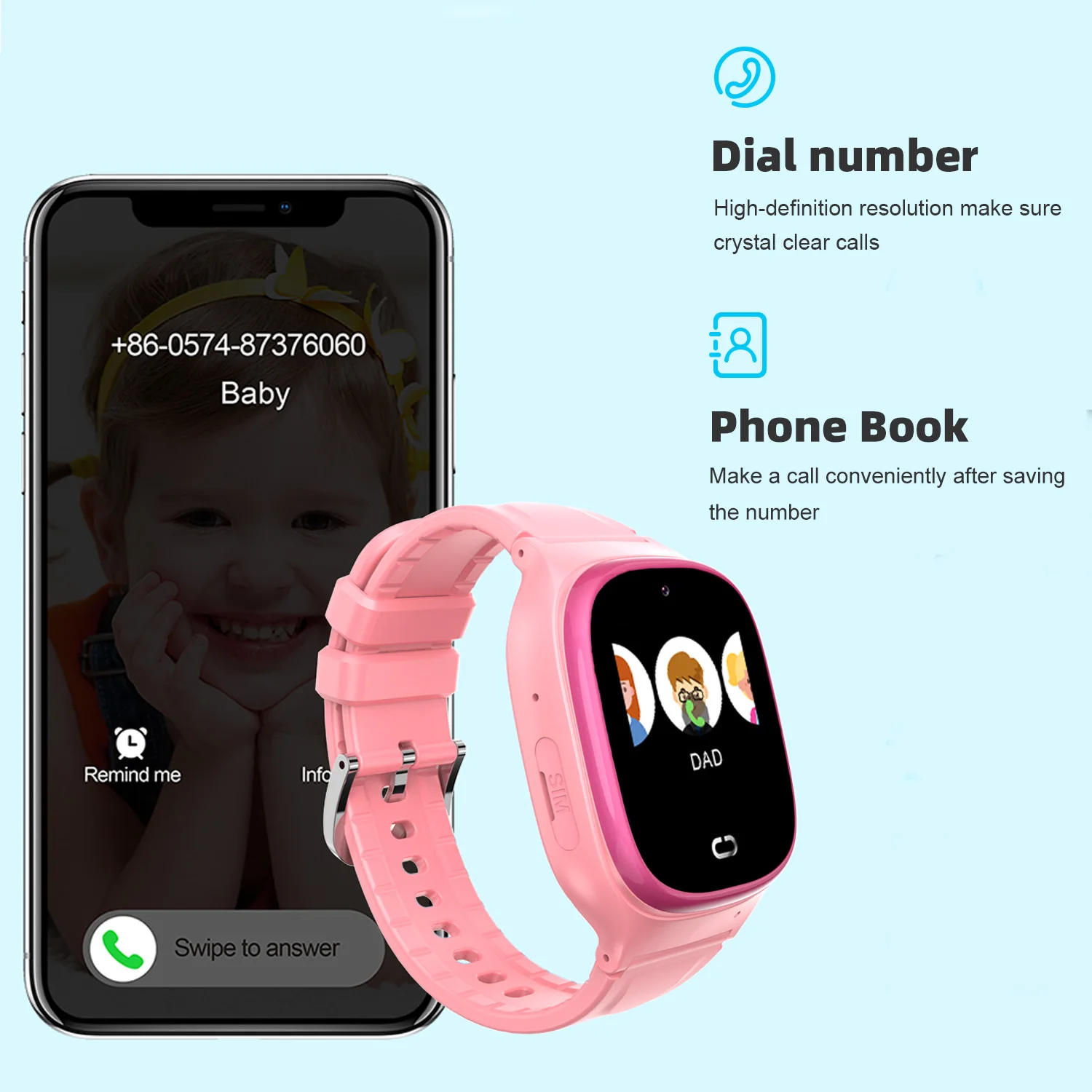 Kids Smart Watch with Two way Call Position School Mode SOS GPS Tracker Smartwatch Education Tools for Boys Girls