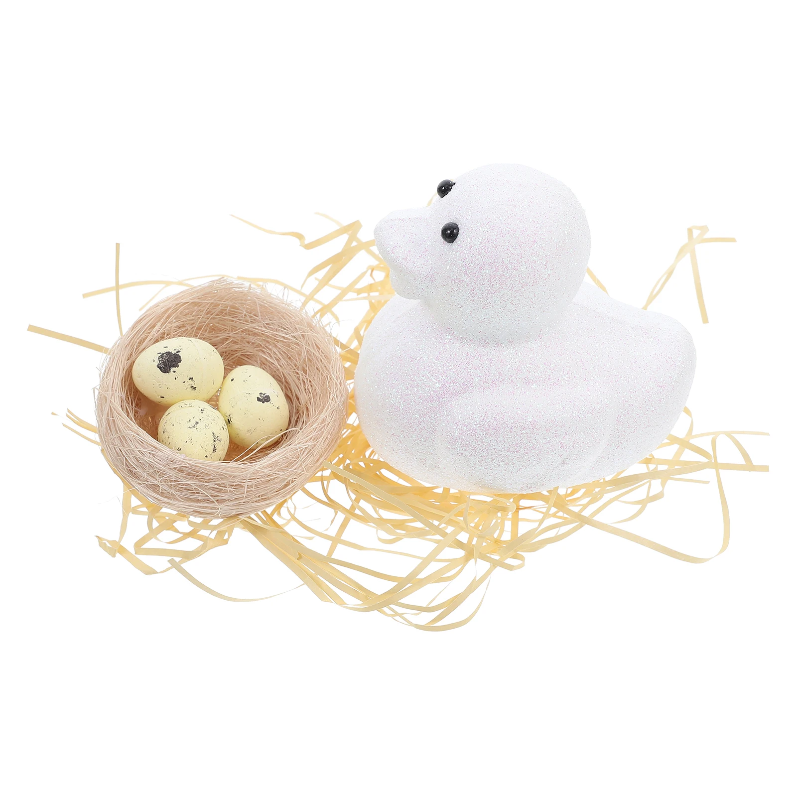 

Easter Duck Decorations Realistic Bird Nest Simulated Eggs Twigs Home Office Festive Scenes Reusable Ornaments