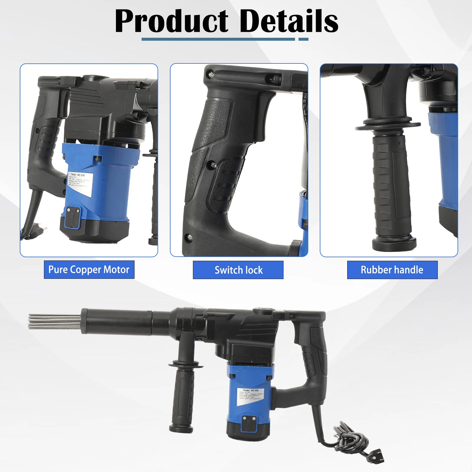 1100W Electric Needle Scaler Needle Derusting Gun Marine Rust Removal Tool AC110V Portable Electric Rust Removal Gun IMPA591203