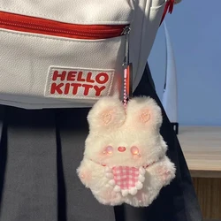 DIY Cartoon Bib Rabbit Doll Toy Keychain Cute Bag Pendant Charms Car Keyring For Women Kawaii Gift
