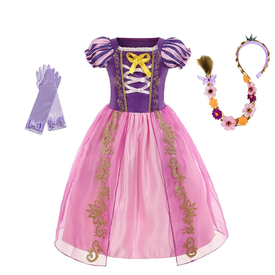 Girls Princess Dress Rapunzel Costume Vestido Fancy Birthday Party Gift Carnival Party Ball Gown Children Clothing Outfit