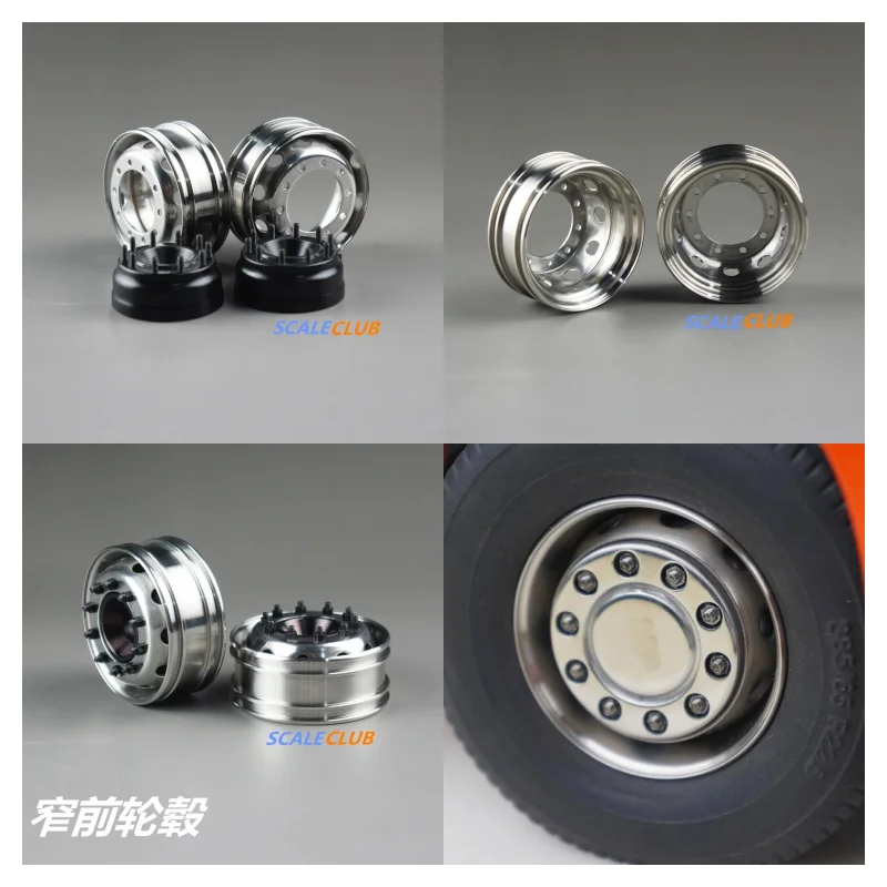 SCALECLUB für Tamiya 1:14 Anhänger-LKW Kipper-LKW Universal-Upgrade Metall-Frontbreit- und Schmalrad-Simulation RC-Auto – Detail 1