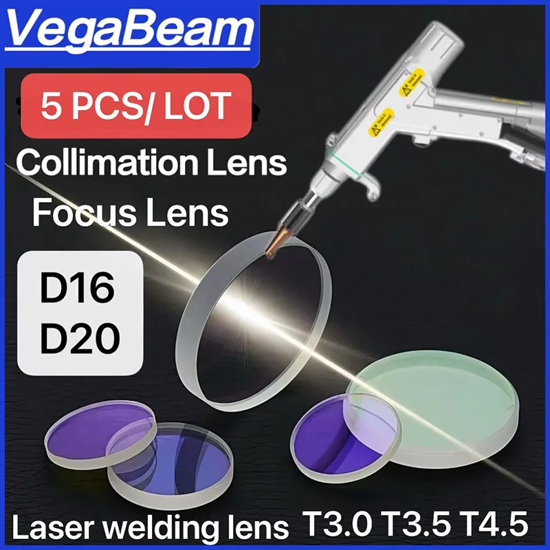 5PCS D20 F150 F200 F600 Laser Welding Focusing & Collimating Lens T3.0 T3.5 T4.5 For SUP20S SUP21T SUP23S WSX QiLin Laser Weldin