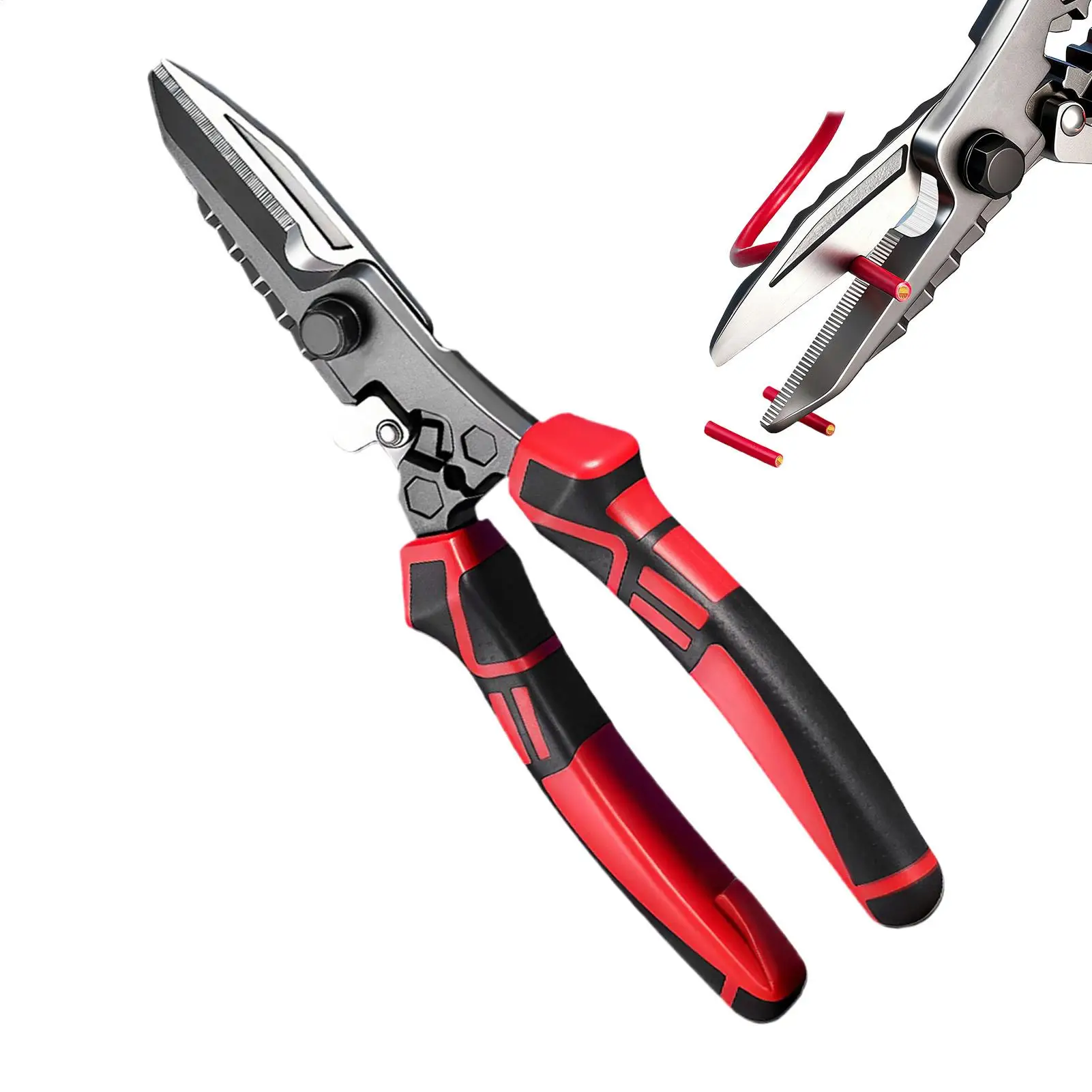 Tesoura de corte de metal, cortador de aviação resistente, corte de aço para folha de metal, lata, aço inoxidável, alumínio, fio de cobre industrial