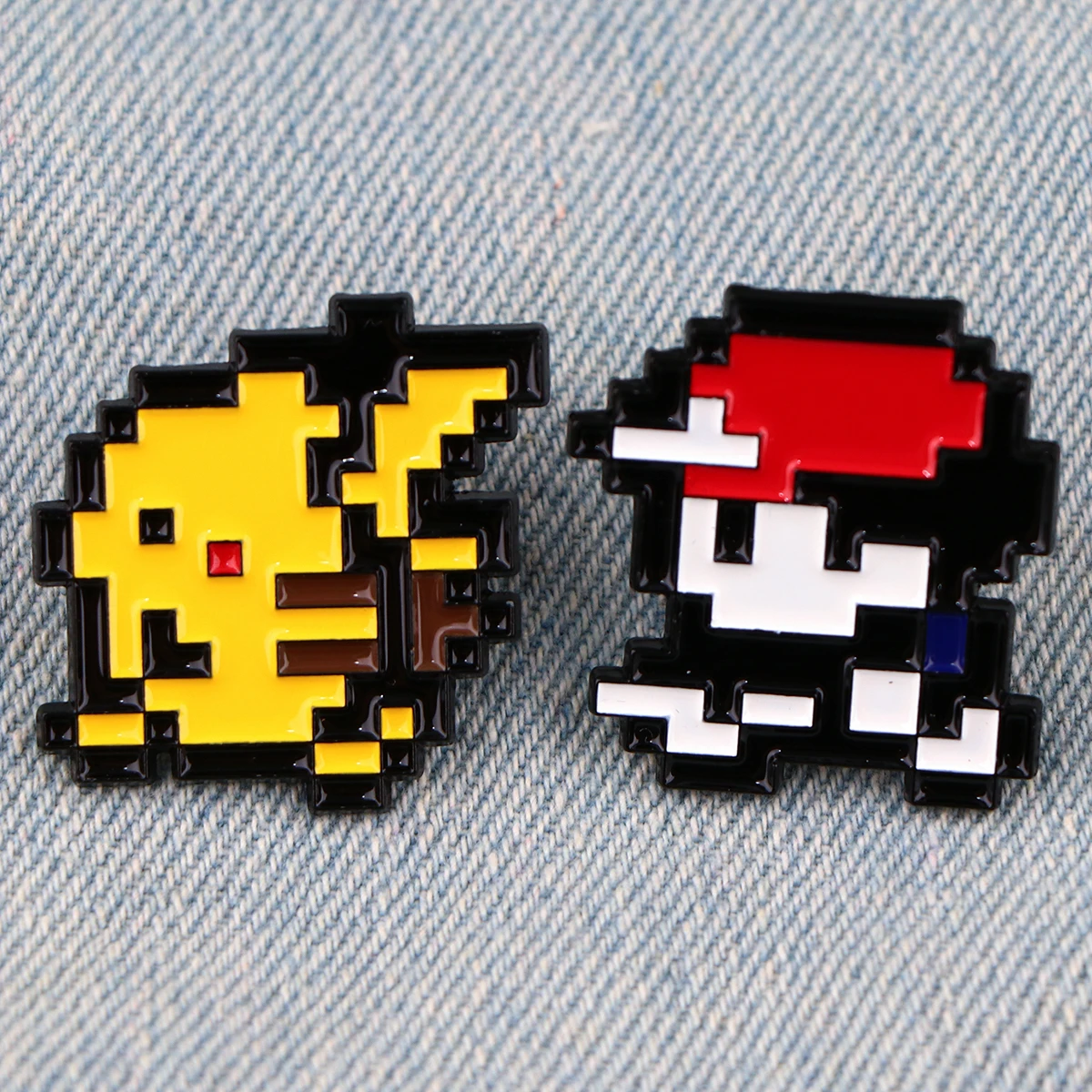 2pc/set Cute Pixel Style Enamel Pins Anime Brooches Clothing Backpack Lapel Badges Fashion Jewelry Accessories Gifts