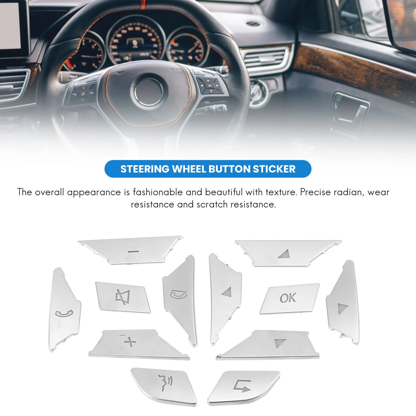 Steering Wheel Button Switch Trim Cover Sticker For Mercedes Benz A B C E Ml Gl Cla Gla Glk Sl Slk Class W176 W246 W212 W204