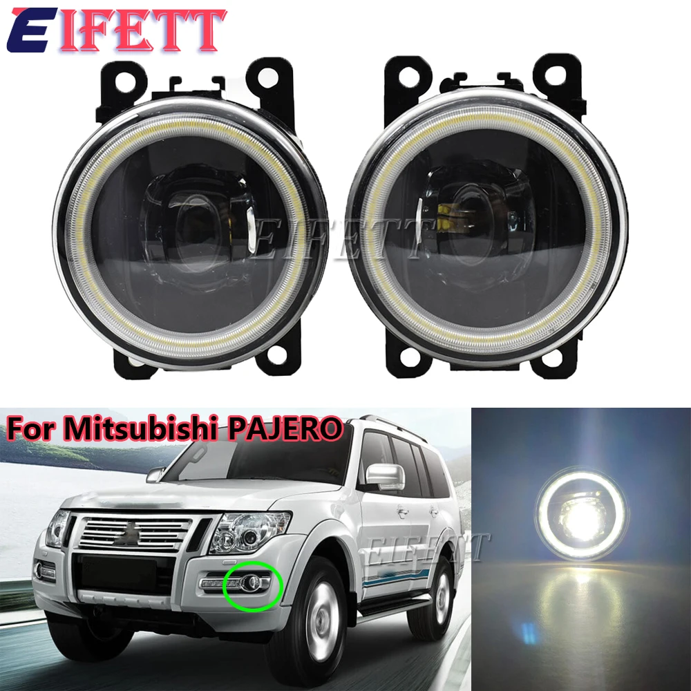 

1Pair LED Angel Eye Fog Lamp Headlights DRL For Mitsubishi PAJERO 4 IV V8_W V9_W 2007 2008 2009 2010 2011 2012 2013 2014 2015