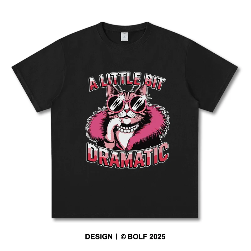

Women's A Little Bit Dramatic Printed T-Shirt 100% Cotton Oversized Playful Graphic Tees for Men Summer Tops Theater Streetwear
