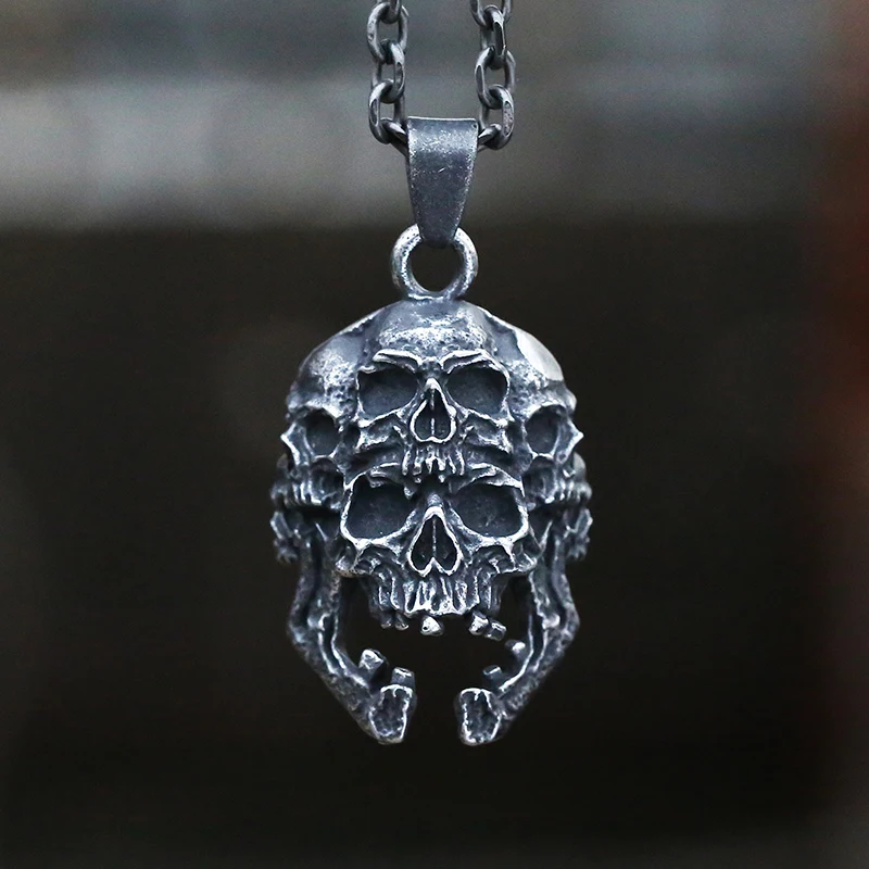 Mode 316L Edelstahl Punk Rock Mehr Schädel Anhänger Halskette Für Mann Schmuck Geschenk Jugendliche Choker Freund Geschenk