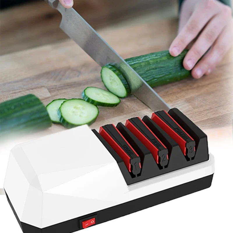 

Diamond Wheel Knife Sharpener Pro - 3-Stage Electric Sharpening System, Coarse/Medium/Fine Grinding for Instant Razor Edge