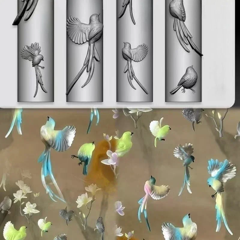 سيليكون مسمار الفن قالب الشريط القوس أحذية الباليه ورقة الطيور تصميم أداة DIY قالب نحت شفاف لتزيين عمليات تجميل الأظافر #2