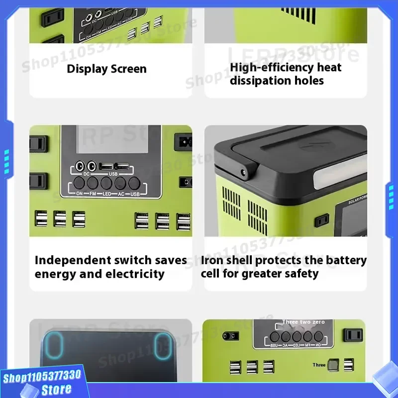 high quality Portable LiFePO4 MPPT Solar Power Station 300W 500W 1000W Pure Sine Wave LED Display Outdoor Emergency Power