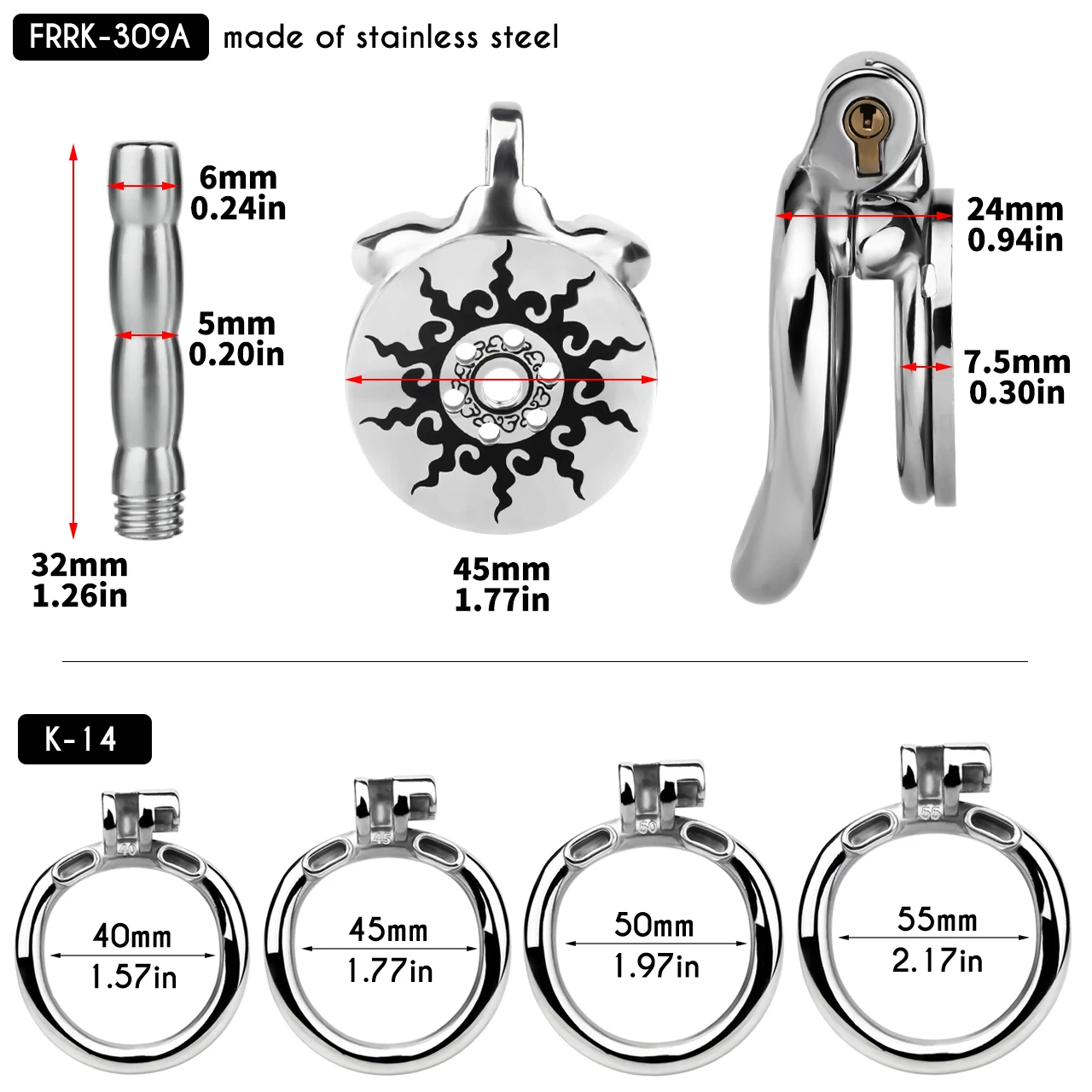 FRRK الساخن تدوير الشمس الذكور جهاز العفة المسطحة ثلاثي الاتجاه بولي حزام حزام حزام الإحليل القسطرة حلقات القضيب BDSM الجنس لعب الرجال الأزواج #2
