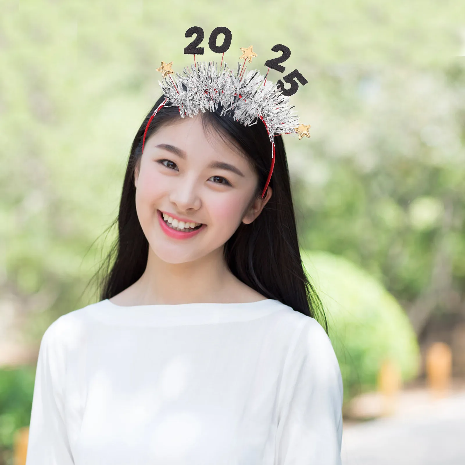 Diadema de Año Nuevo 2025 con Temática de Estrellas y Brillantina, Accesorio Festivo para Adultos, Ideal para Fiestas y Celebraciones