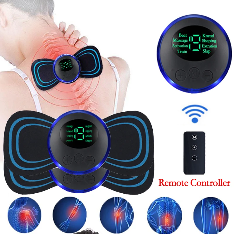 Mini Rechargeable Neck Massager Portable Electric Neck Massage Cervical Massage Patch 8 Modes 19 Level Relieve Muscle Fatigue