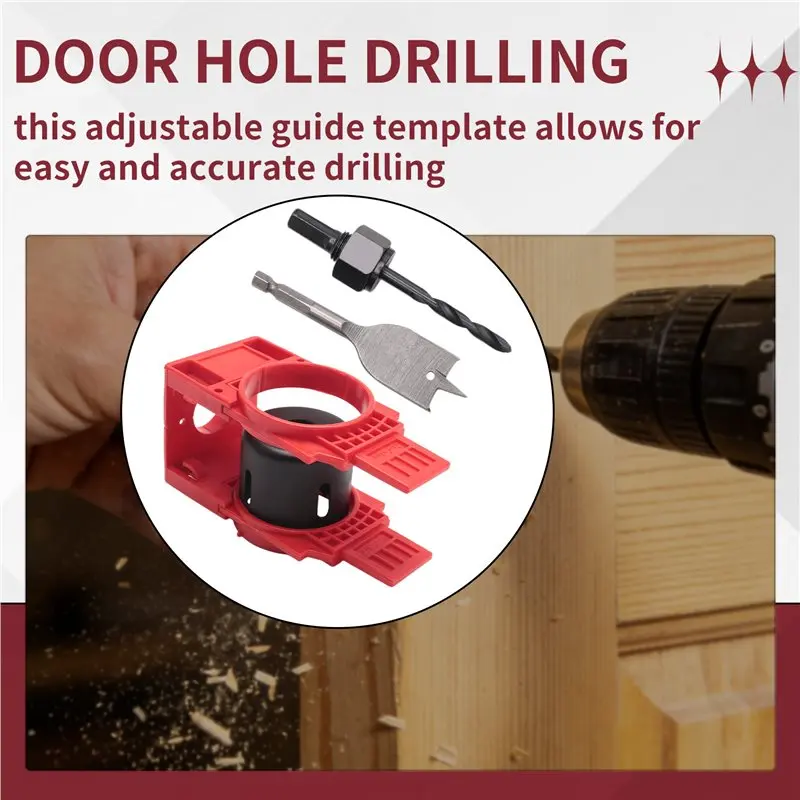 AEE8-Door Lock Installation Kit,Door Hole Drilling Kit For Deadbolts And Locksets With Guide Template, Door Lock Hole Saw