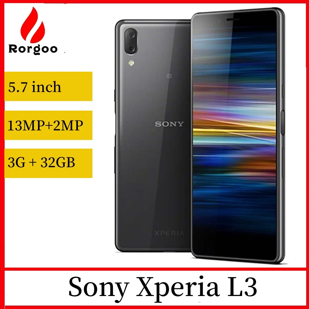 هاتف ذكي سوني اكسبريا L3 ثنائي الكاميرا ، ثماني النواة ، 5.7 بوصة ، ذاكرة وصول عشوائي 3 جيجابايت ، ذاكرة قراءة فقط 32 جيجابايت ، كاميرا 13 ميجا بكسل + 2 ميجا بكسل ، LTE 4G ، بصمة الإصبع ، أندرويد ، هاتف محمول غير مقفول
