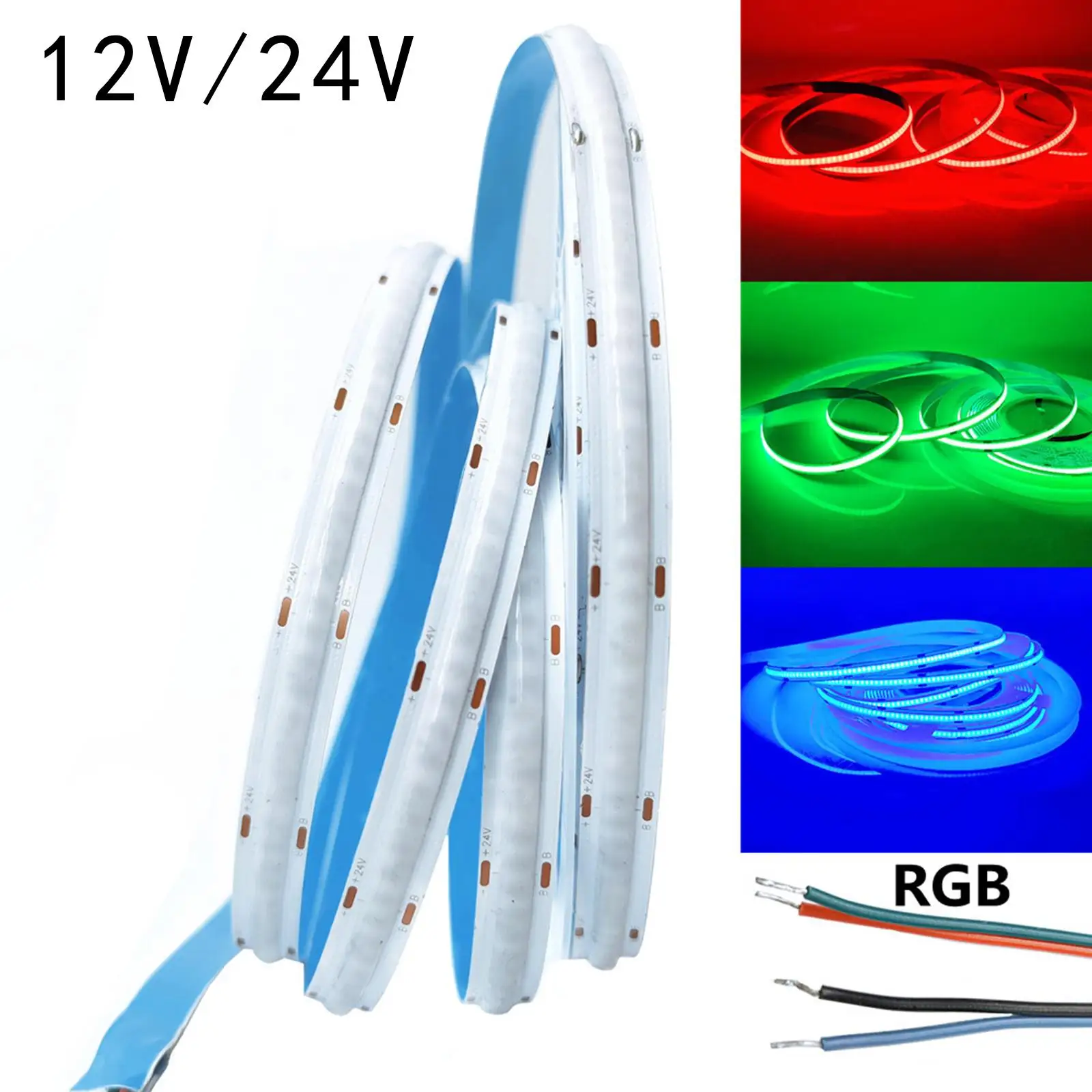 

RGB COB LED Strip Lights 5M Self Adhesive Tape Light Flexible Lighting Super Bright for Kitchen TV Backlight Cabinet Party Bar