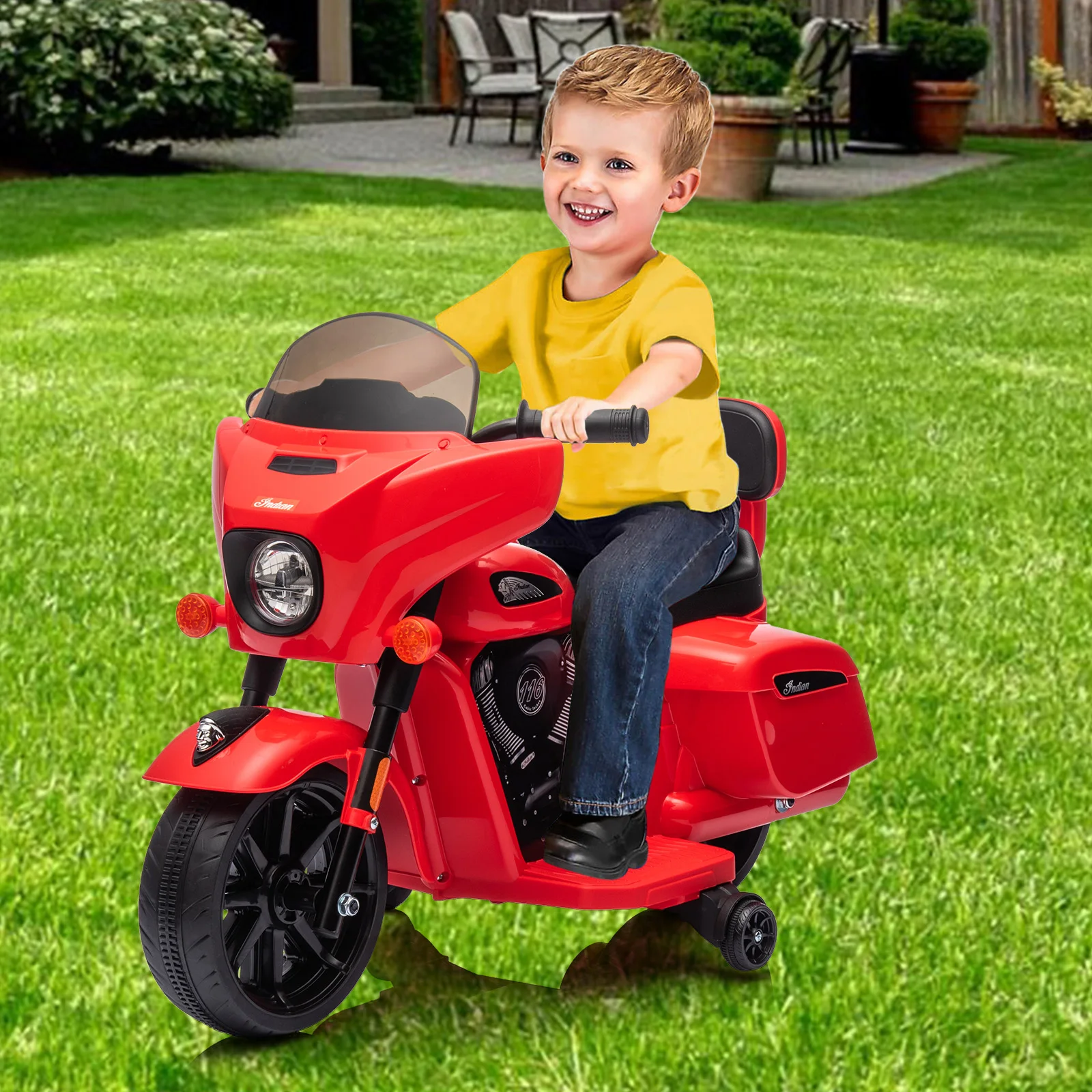 Ride on Motorcycle for Kids, 6V Electric Dirt Bike, License Motorcycle with Music and Headlight for Toddler 1-3