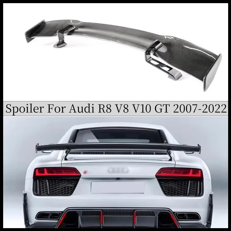 Real Carbon Fiber Spoiler For Audi R8 V8 V10 GT 2007-2022 Wing Lip Splitter High Quality Refit Upgrade Car Accessories