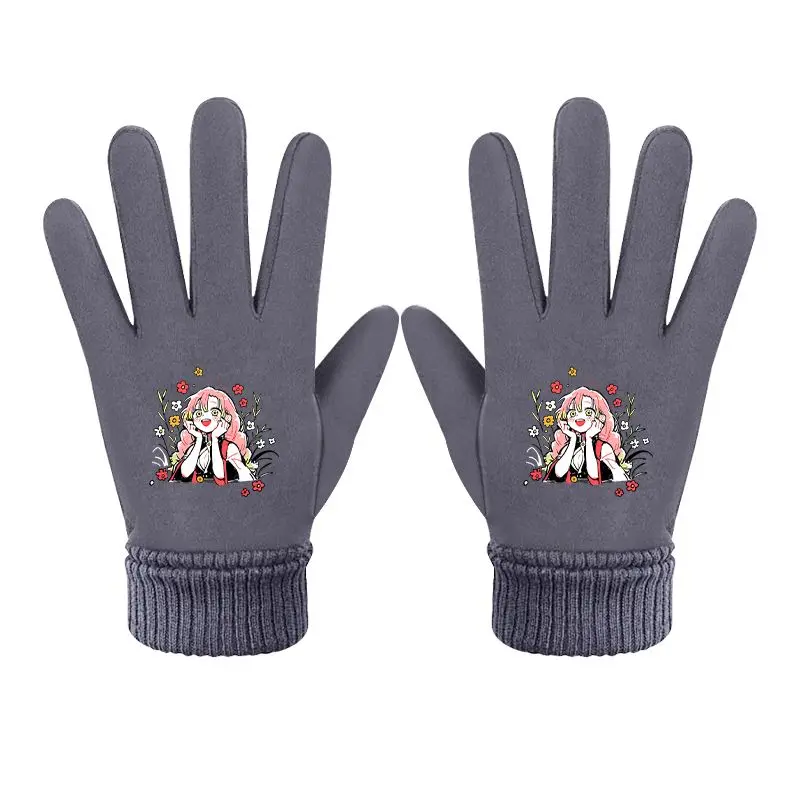 Demon Slayer Anime Cartoon Fingerless Gloves Mitsuri Kanroji Peripheral Goods Winter New Warm Children Outdoor Gloves Girl Gifts - view 6